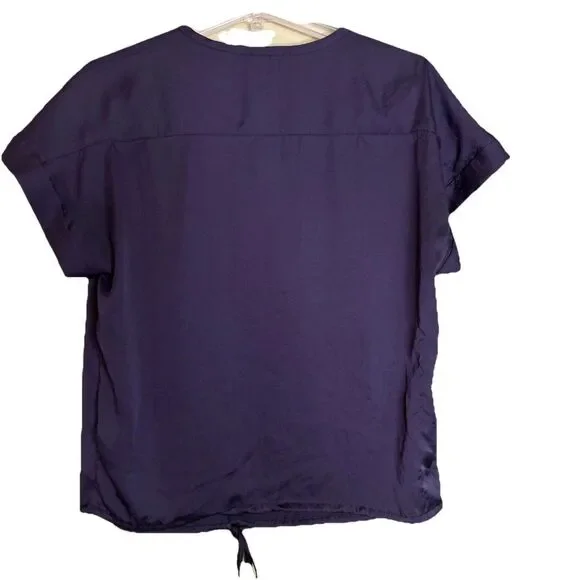 Vivienne Tam Womens size Medium Top Black Blouse Tie Waist FLAW-spot - Picture 5 of 6